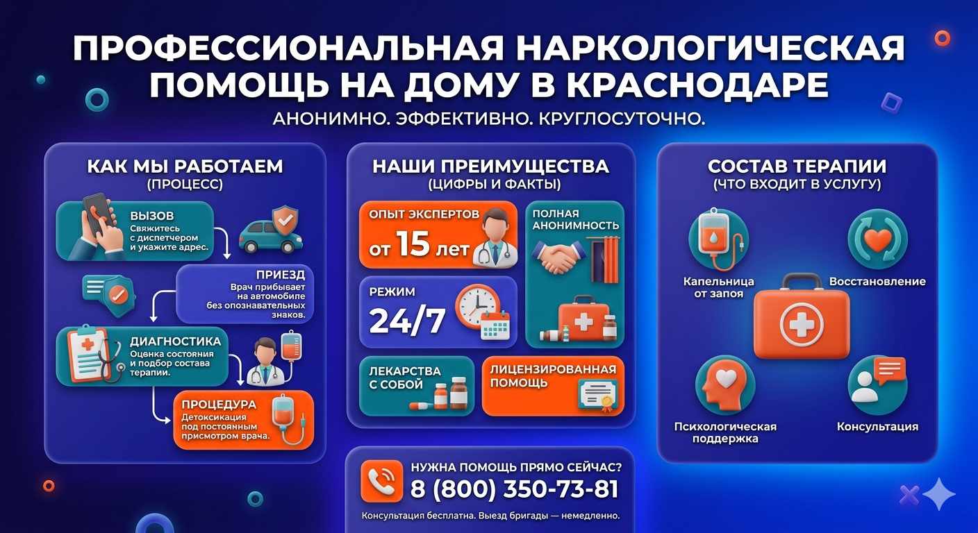 Инфографика о принципах лечения алкоголизма на дому в Балаклаве: этапы вызова нарколога, преимущества анонимной детоксикации и состав медицинской помощи.
